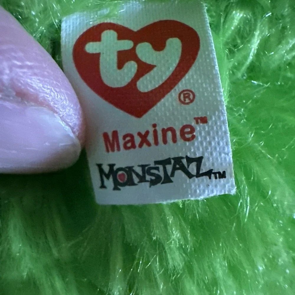 Ty Beanie Baby Monstaz Maxine Fuzzy Green Monster Plush Stuffed Animal No Sound
